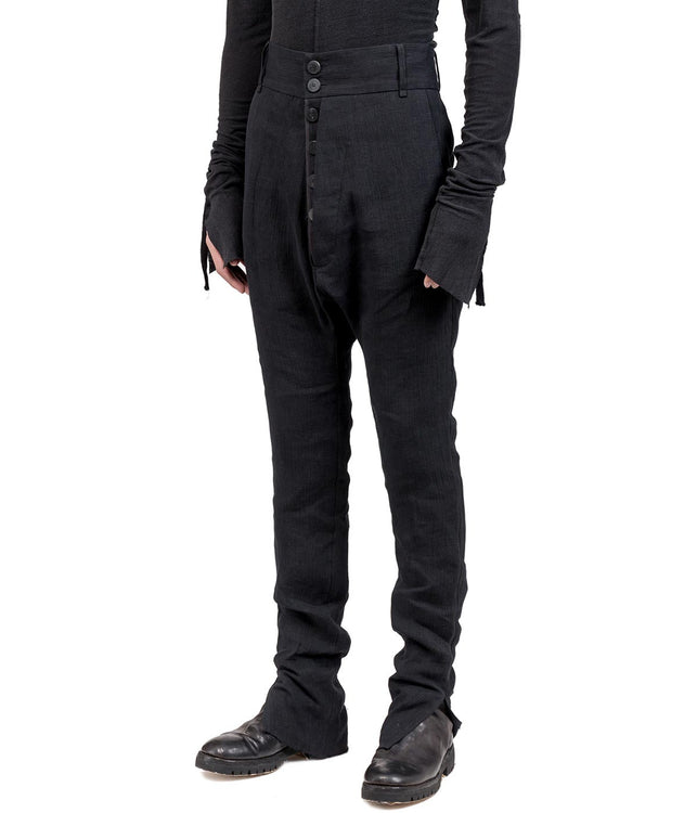 Black Dropped Crotch Casual Trousers