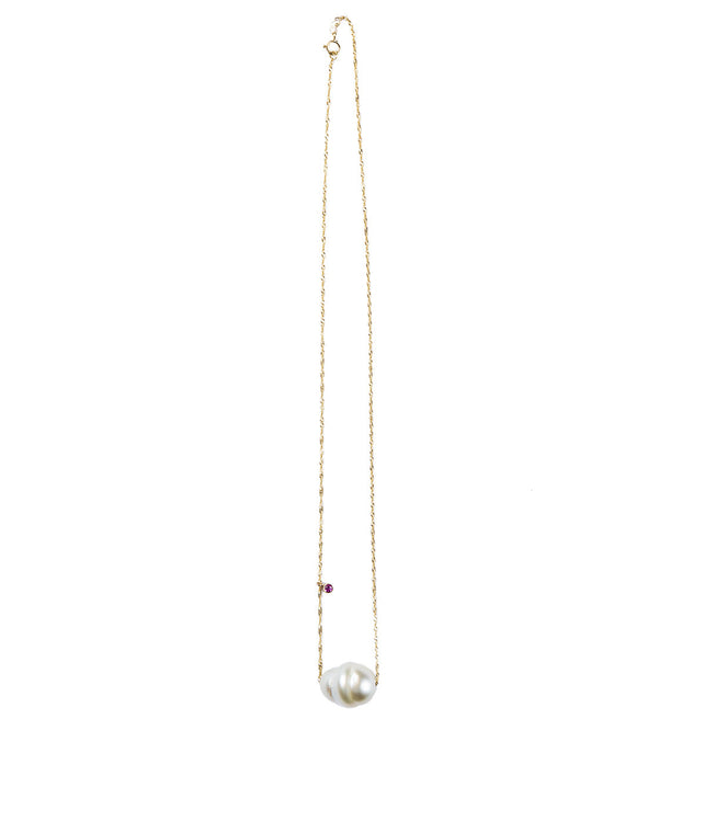 South Sea Pearl & Pink Sapphire Necklace