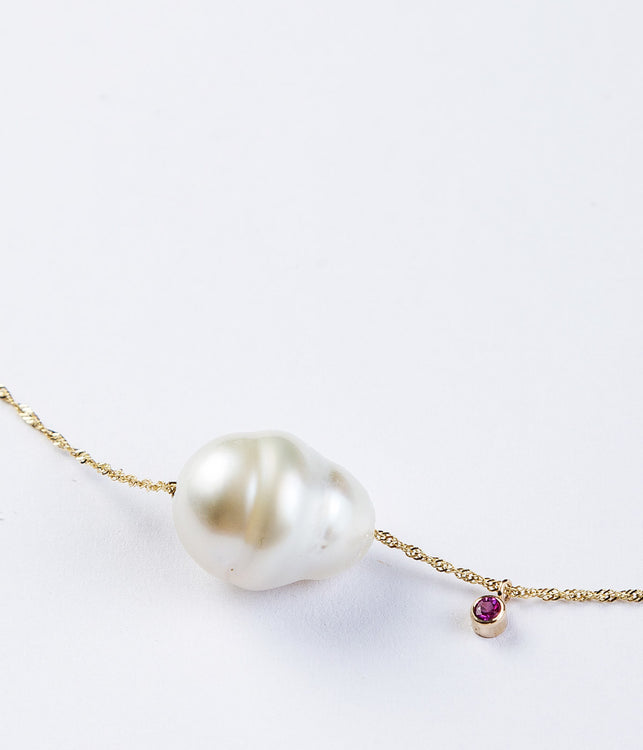 South Sea Pearl & Pink Sapphire Necklace