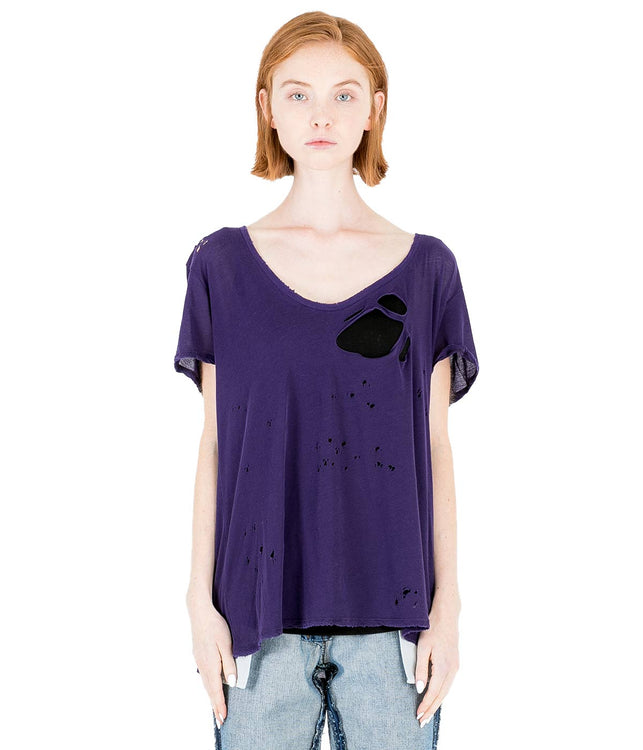 Purple Distressed Jersey T-Shirt