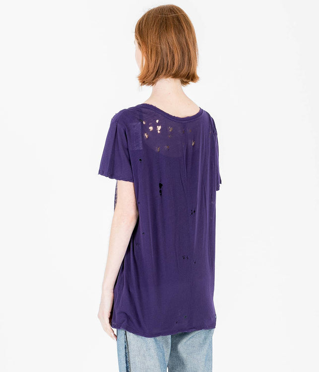 Purple Distressed Jersey T-Shirt