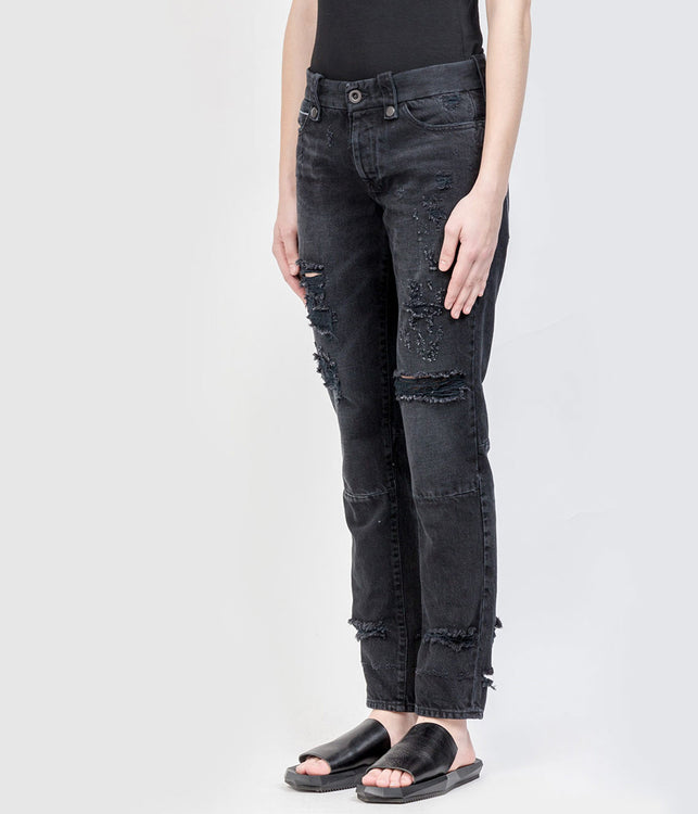 Black Distressed Skinny Denim Jean