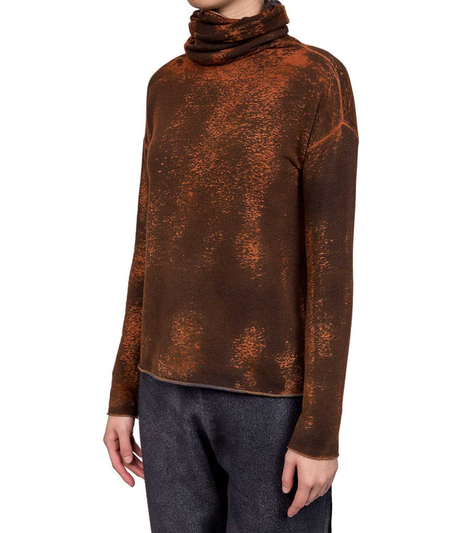 Mixed Orange Turtleneck Sweatshirt