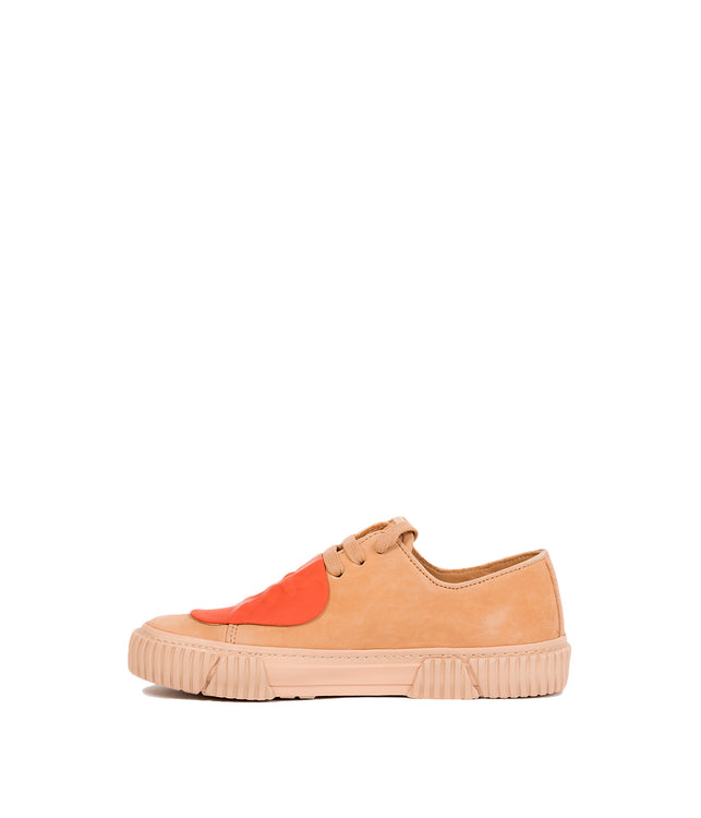 Nude & Orange Two-Tone Patch Sneakers