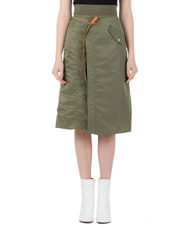 Khaki Green Nylon Wrap Skirt