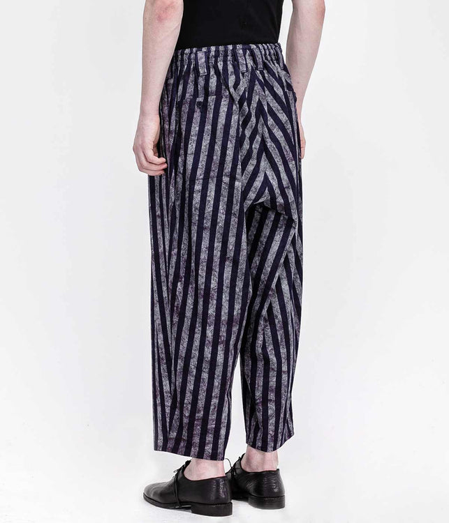Navy Cropped Striped Culottes