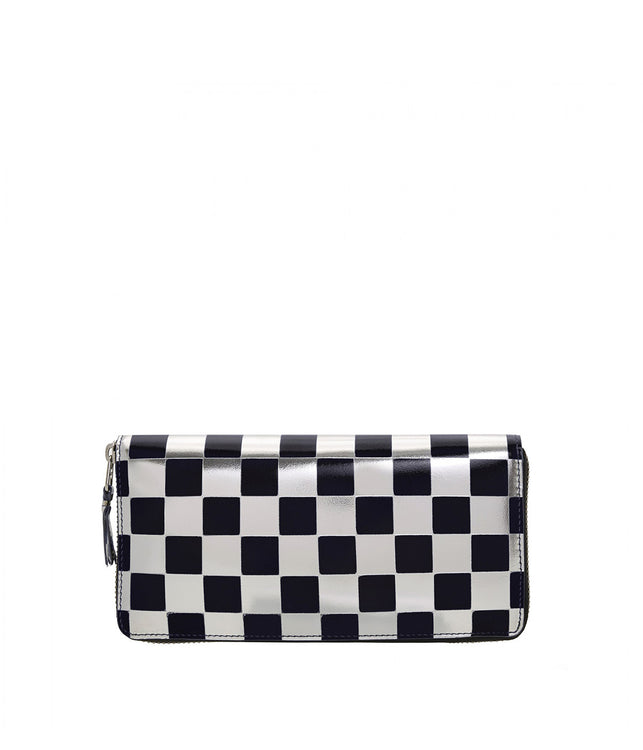 Silver Check Long Wallet