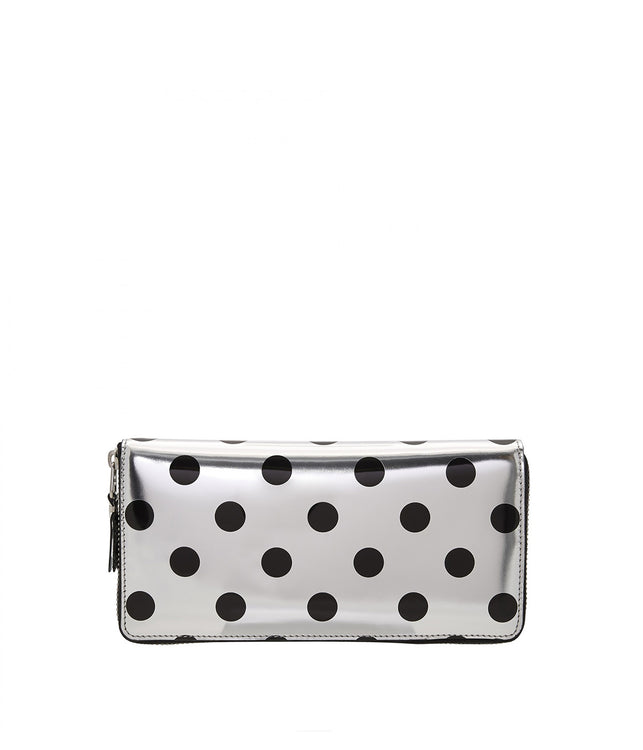 Silver Polka Dot Long Wallet