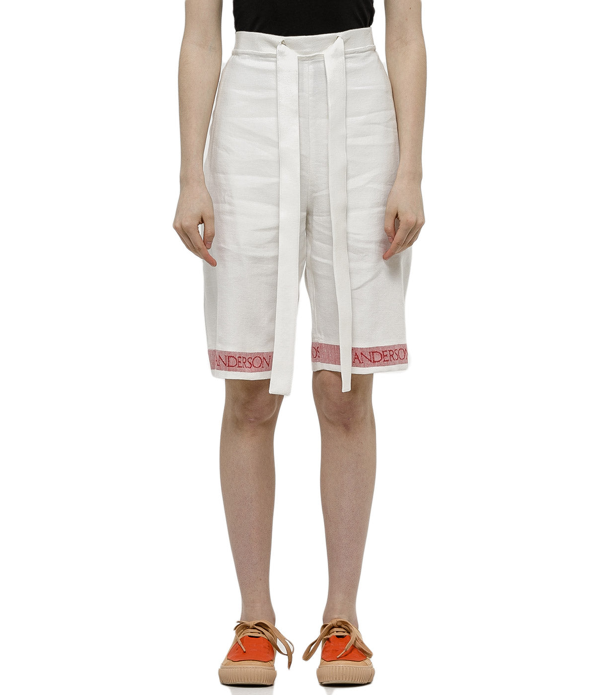 White Tea Towel Linen Shorts