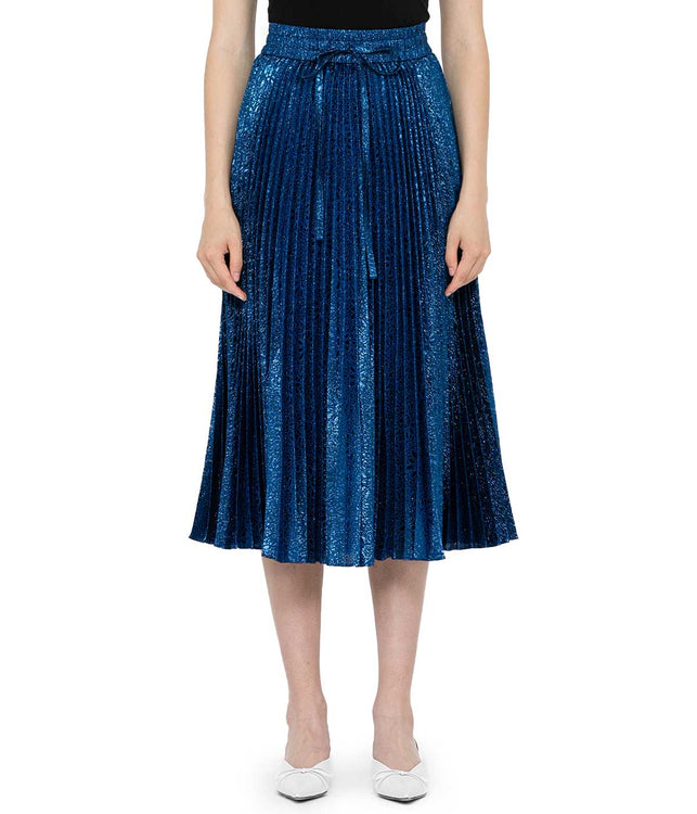 Persian Blue Metallic Pleated Skirt