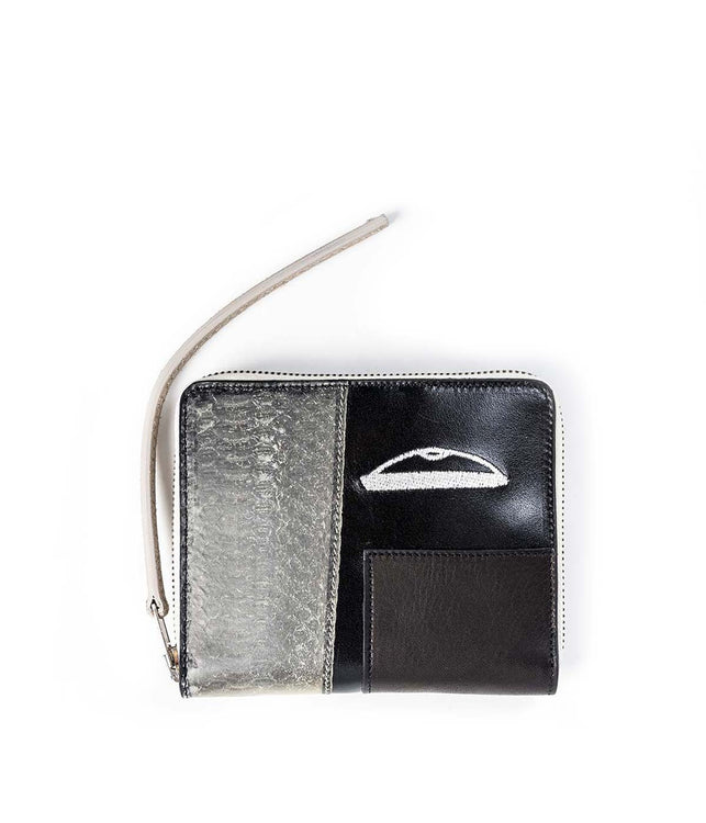 Snake & Calf Skin Leather Zip Wallet