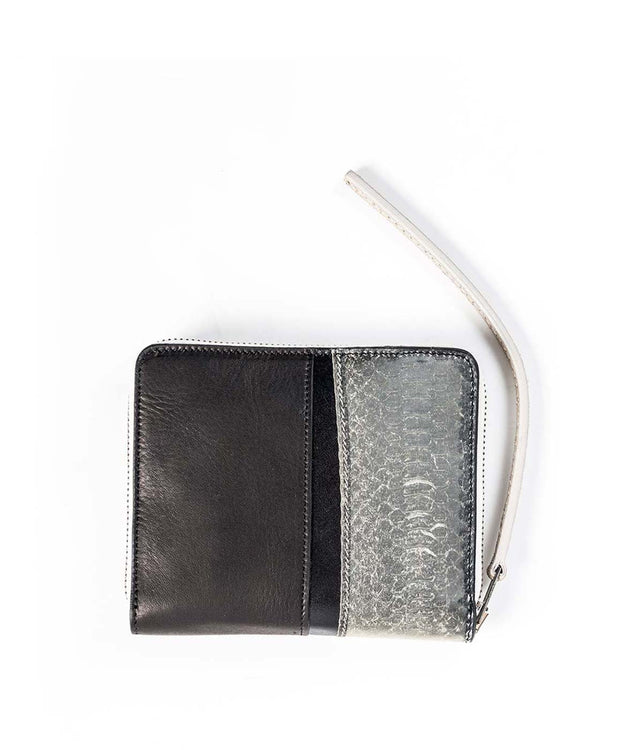 Snake & Calf Skin Leather Zip Wallet