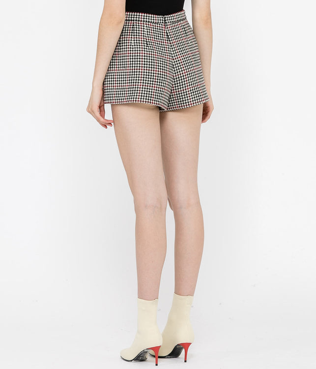 Black Houndstooth Check Shorts