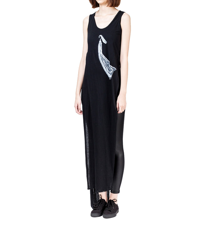 Elongated Dual Layer Cotton Jersey Tank Top