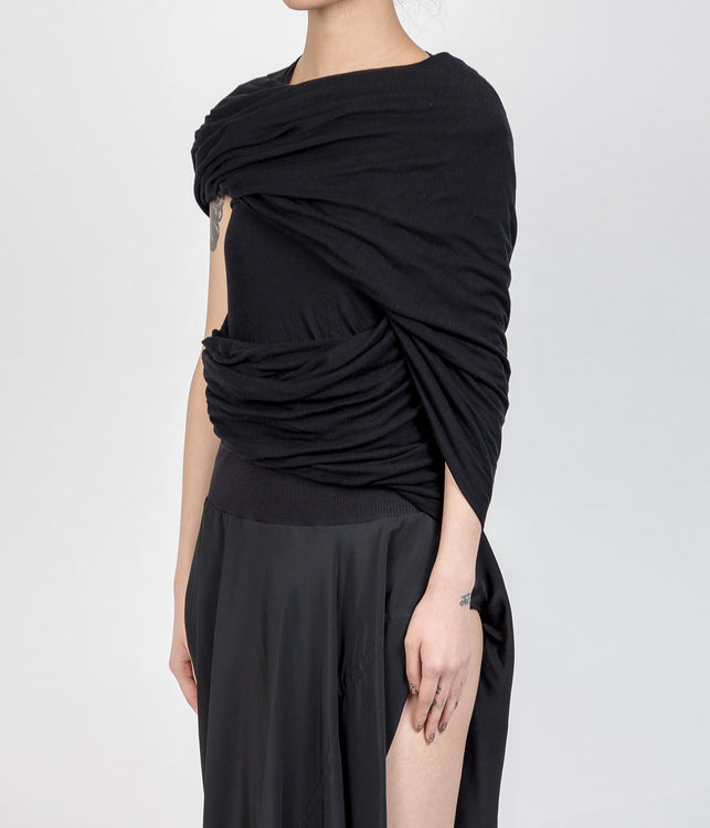 Black Draped Garland Sweater