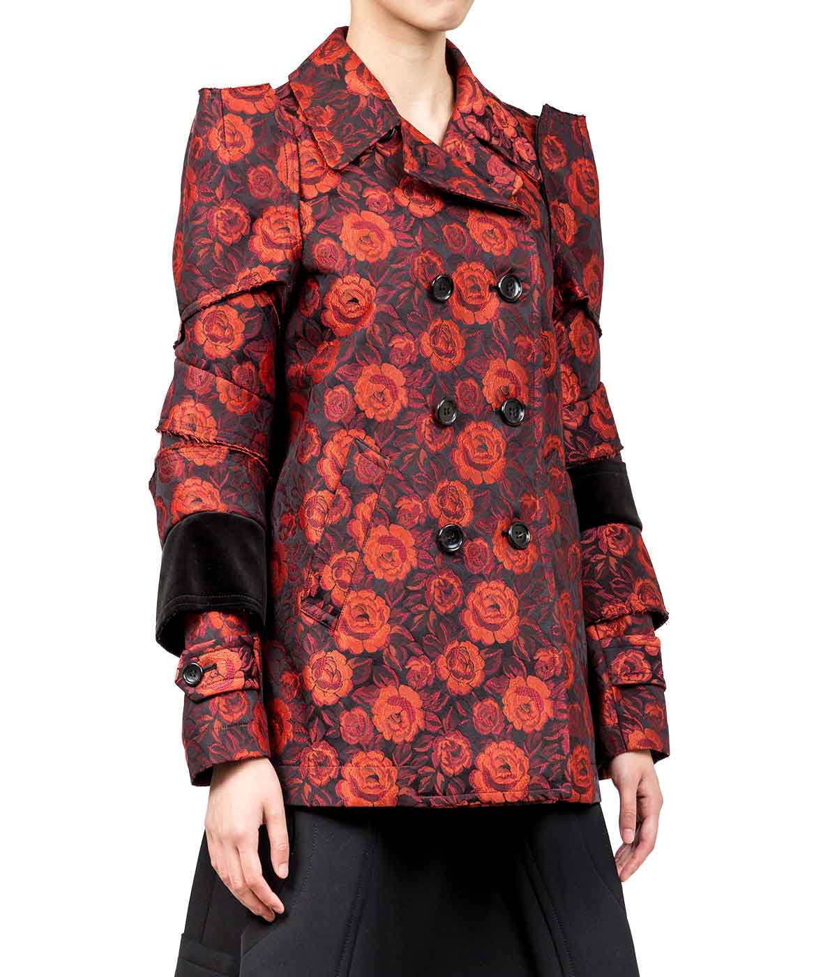 Black & Red Rose Jacquard Jacket