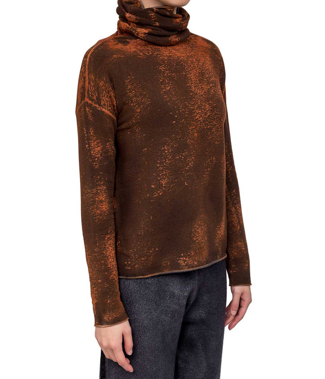 Mixed Orange Turtleneck Sweatshirt