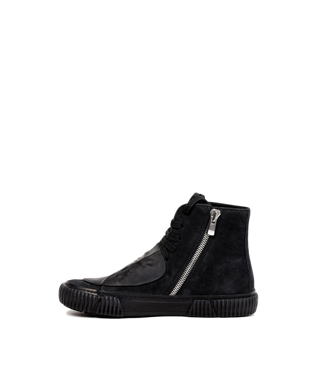 Black High-Top Patch Sneakers