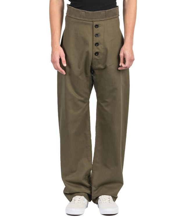 Khaki Green Buttoned Pants