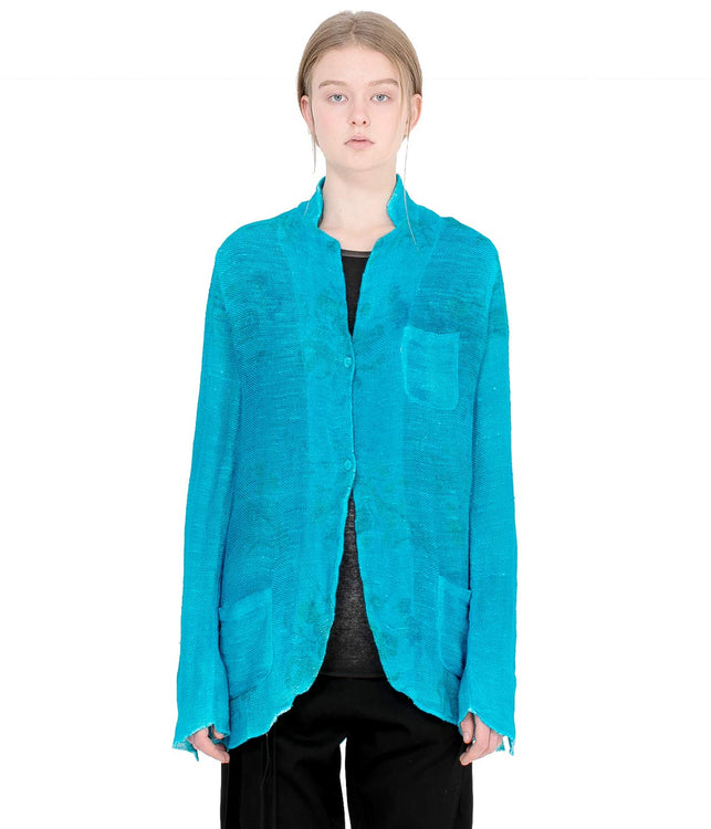 Blue Linen Net Blazer