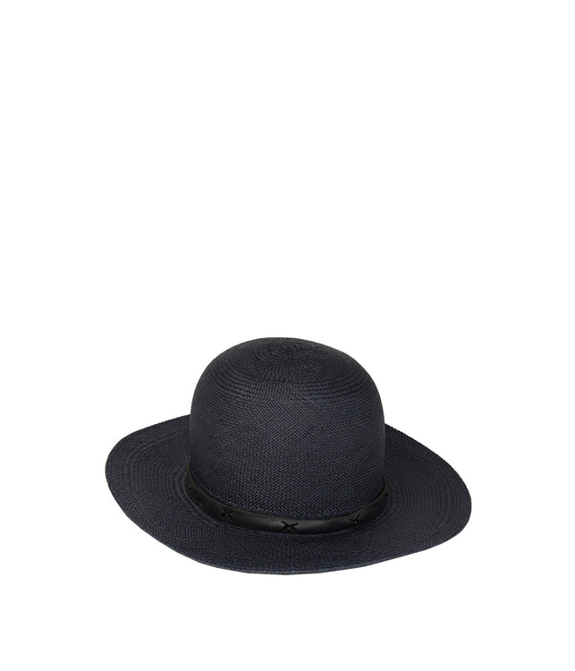 Navy Toquilla Straw Hat