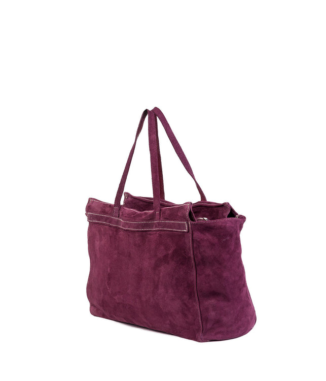 Purple Reverse Leather Shoulder Bag