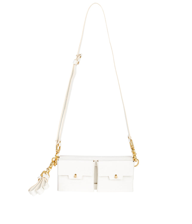 White Ostrich Envelope Bag