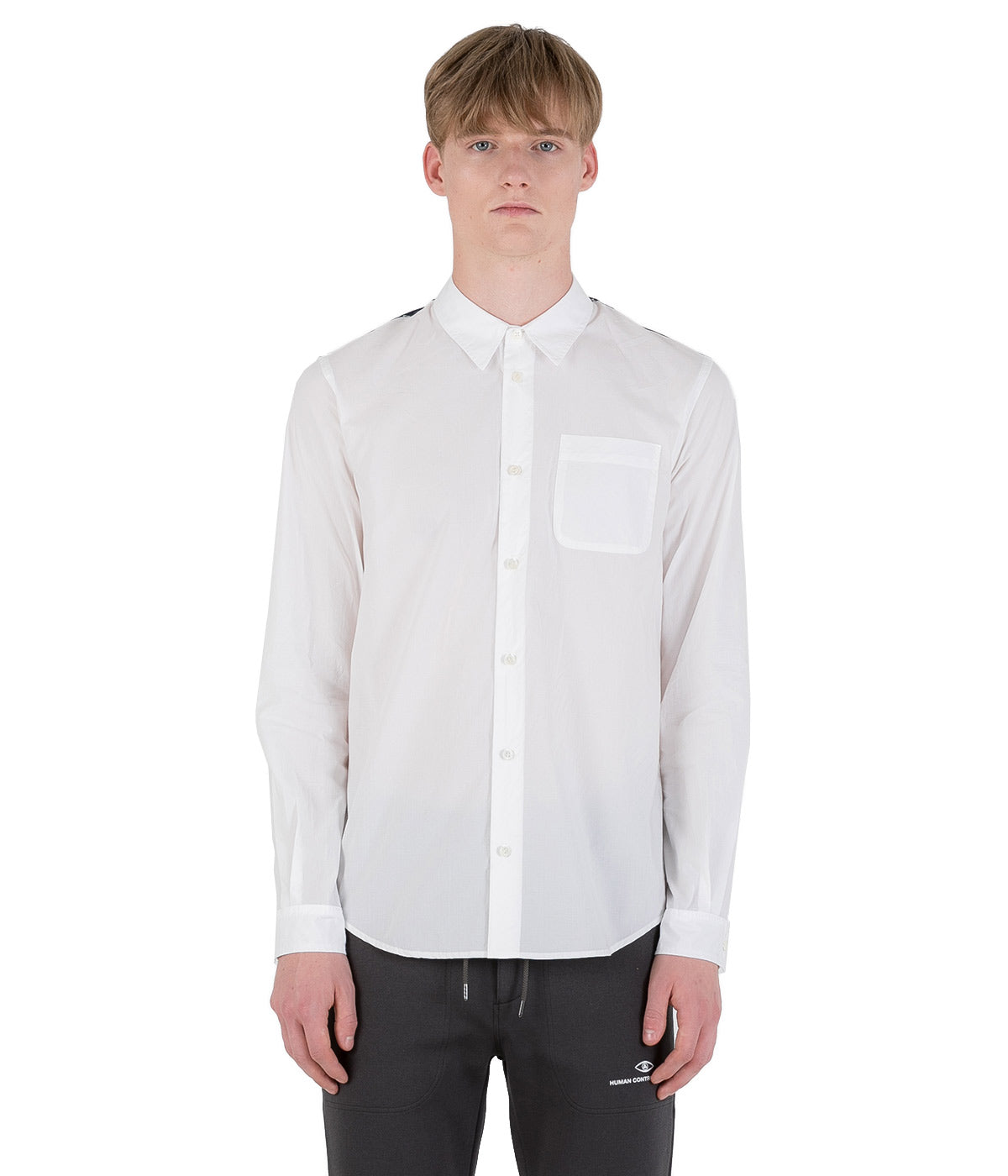 White Knit Print Shirt