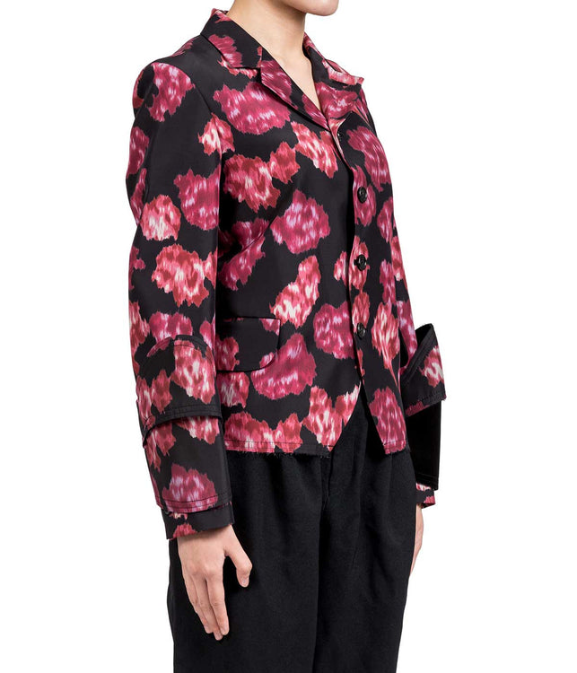 Black & Red Washed Floral Blazer