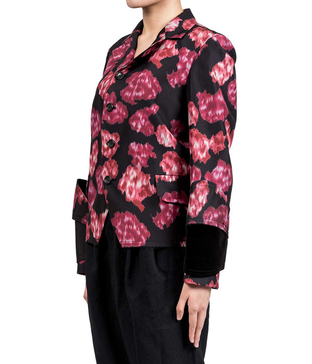 Black & Red Washed Floral Blazer