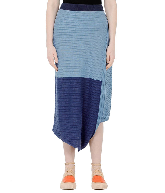 Blue Asymmetrical Linen Skirt