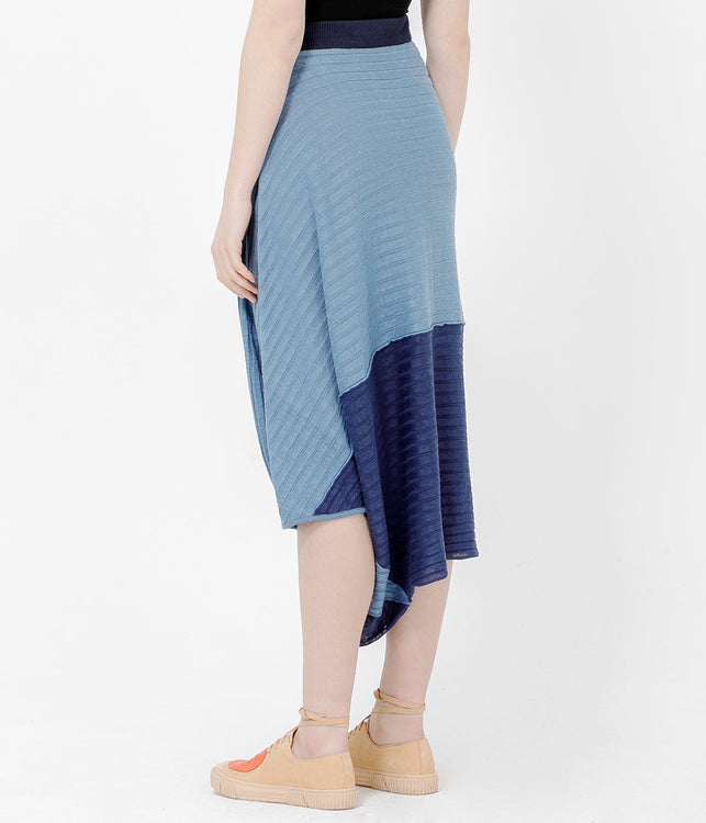 Blue Asymmetrical Linen Skirt