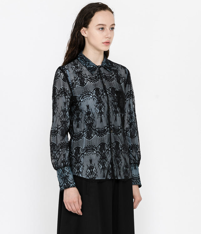 Black Reversible Lace Shirt