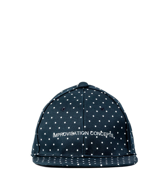 Navy Polkadot Flat Cap