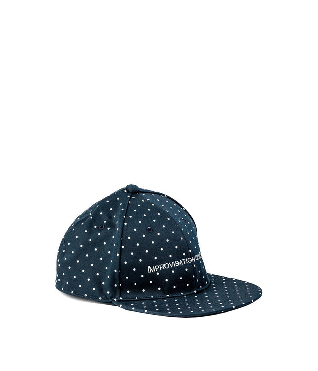 Navy Polkadot Flat Cap