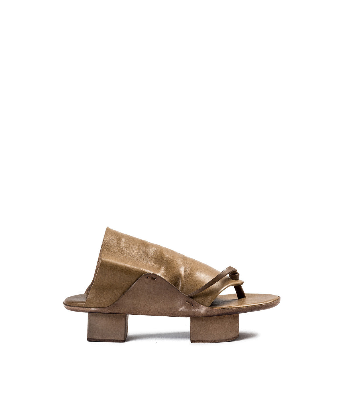 Brown Leather Geta Sandals