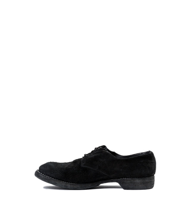 Black Reverse Calf Military Derby Shoes