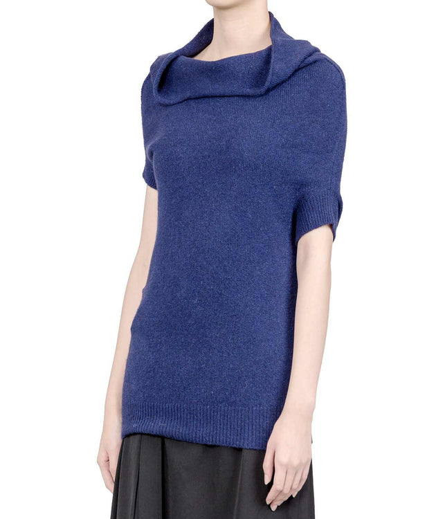 Blue Asymmetrical Pullover Sweater