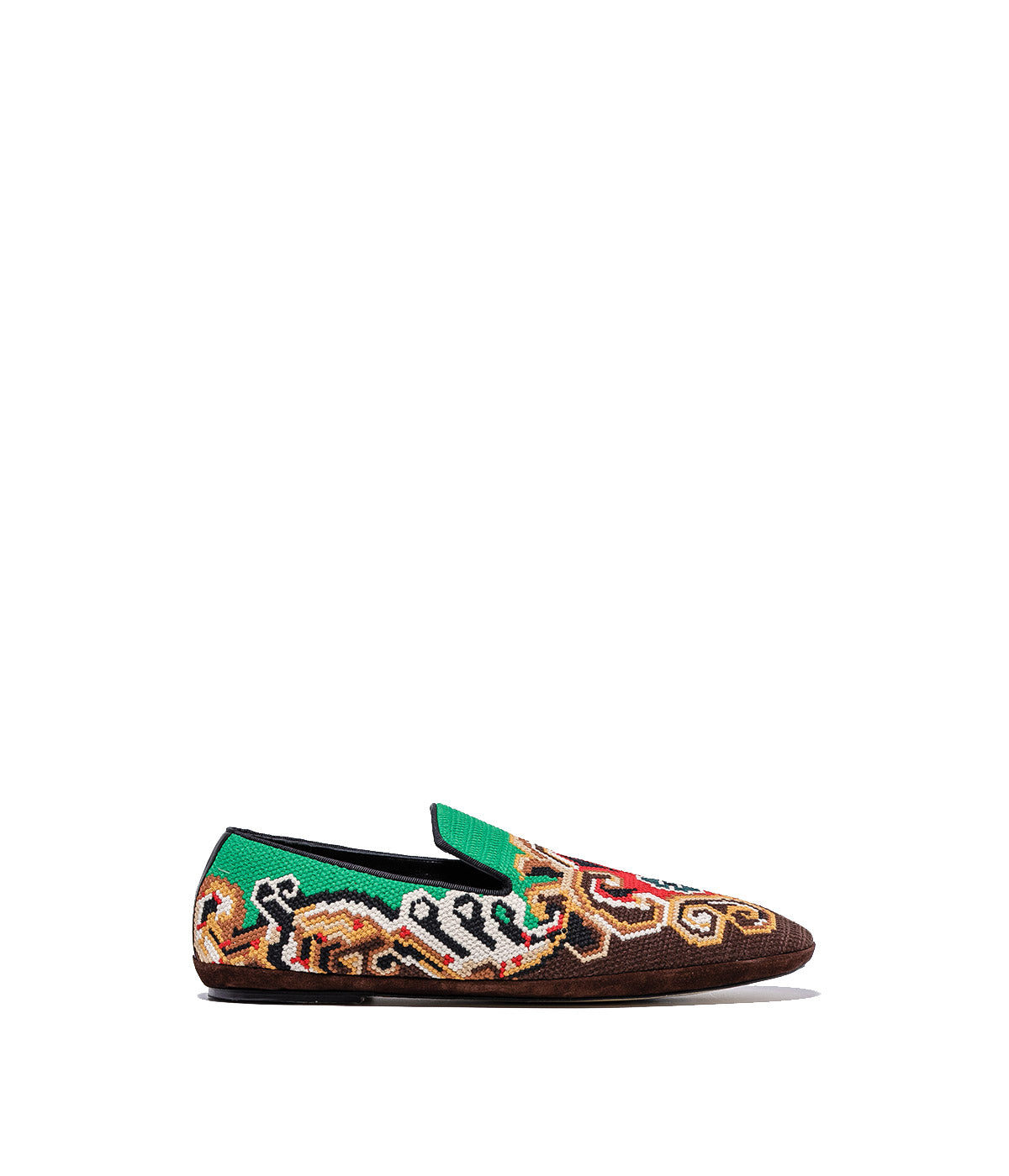 Brown Embroidered Slippers