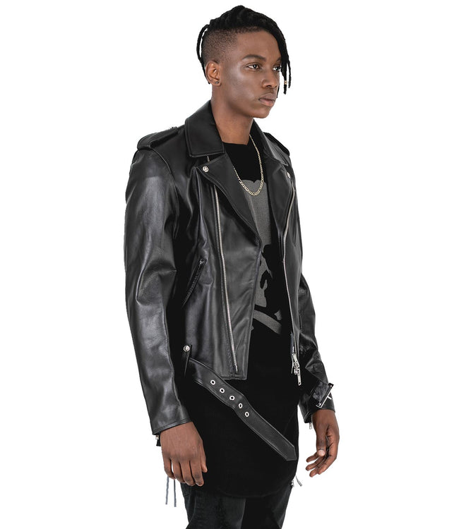 Black Swarovski Biker Jacket