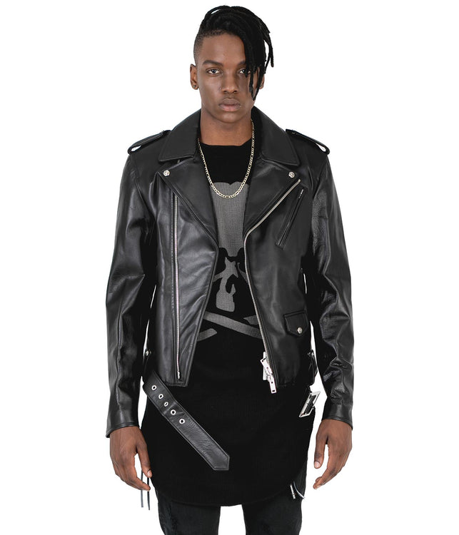 Black Swarovski Biker Jacket